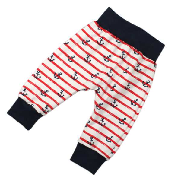 100083195  Hose mit Bündchen aus Jersey bio organic Anker rot dunkelblau