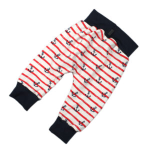 100083195a Hose mit Bündchen aus Jersey bio organic Anker rot dunkelblau