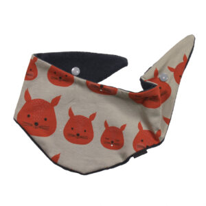 100002205 Latzerl Spucktuch Halstuch mit Frottee und zwei Druckknöpfen bio organic Eichhörnchen orange grau