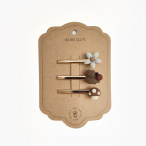 Pack 3 Hair Clips Mushroom Flower Leaf