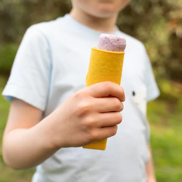 Tubies Silicone Push Up Ice Block Moulds Yellow Outside 700x